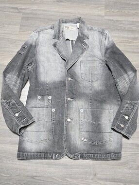 Washed Black Denim Blazer Jacket - Men's Size Medium Enyce